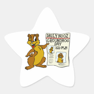 Adesivo Estrela Desenhos animados bonitos Groundhog com dia de