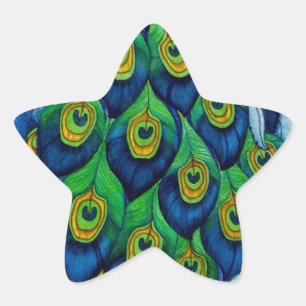 Adesivo Estrela Design Clássico de Peacock e Dragonfly