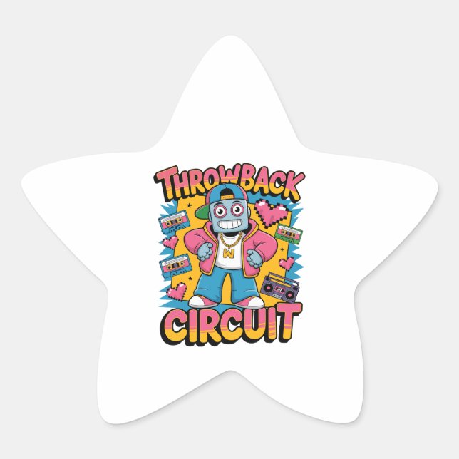 Adesivo Estrela Design de alto salto do robô retromotor dos anos 9 (Frente)