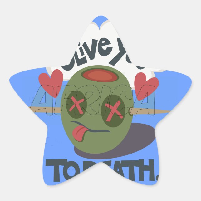 Adesivo Estrela Design De Carinha Engraçado "Olive My Heart" (Frente)