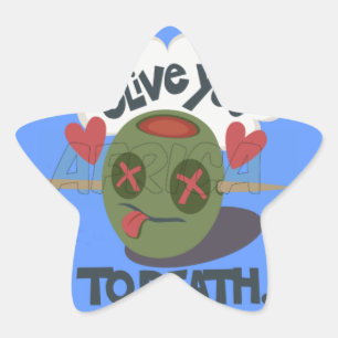 Adesivo Estrela Design De Carinha Engraçado "Olive My Heart"