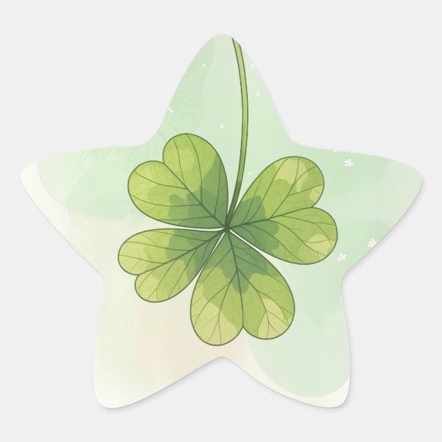 Adesivo Estrela Design de Clover de Quatro Folhas Sortudas (Frente)