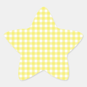 Adesivo Estrela Design de Gingham Amarelo e Branco
