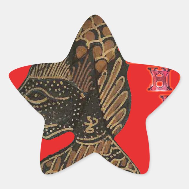 Adesivo Estrela Design de Hohoho na canvas Vermelha da Indonésia S (Frente)