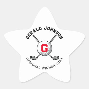 Adesivo Estrela Design de Monograma de Golfe Elegante Personalizad