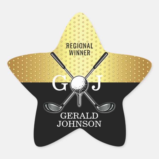 Adesivo Estrela Design de monograma de golfe minimalista elegante (Frente)