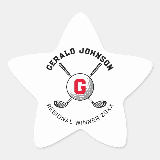 Adesivo Estrela Design de Monograma Elegante Personalizado (Frente)