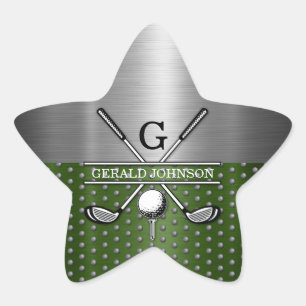 Adesivo Estrela Design de Monograma Personalizado de Golfe