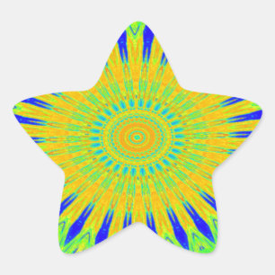 Adesivo Estrela Design de Motif Africano em Impressão de Arte Verd