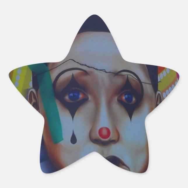 Adesivo Estrela Design do Palhaço de Carnaval (Frente)
