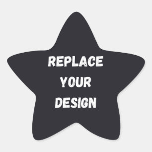 Adesivo Estrela Design simples preto personalizado Adicionar foto