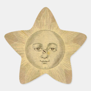 Adesivo Estrela Detalhe do Sol no Mapa Antiquado de Bowles, cerca