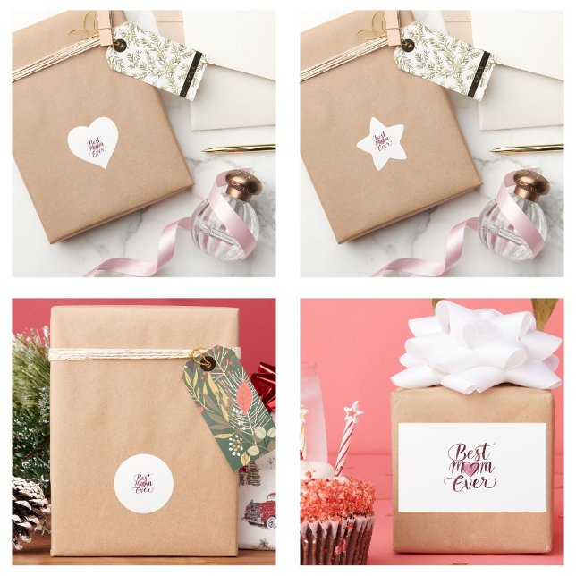 Adesivo Estrela Dia de as mães Feliz, Melhor Mãe (Happy Mother's Day Best Mom Ever stickers)