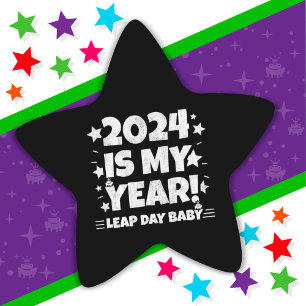 Adesivo Estrela Dia do Ano Leap 2024 é meu Ano 29 de fevereiro