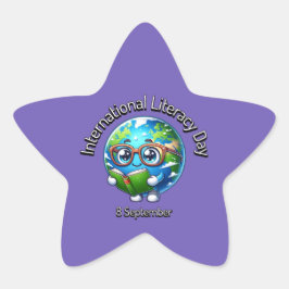 Adesivo Estrela Dia Internacional da Literacia. 8 de setembro
