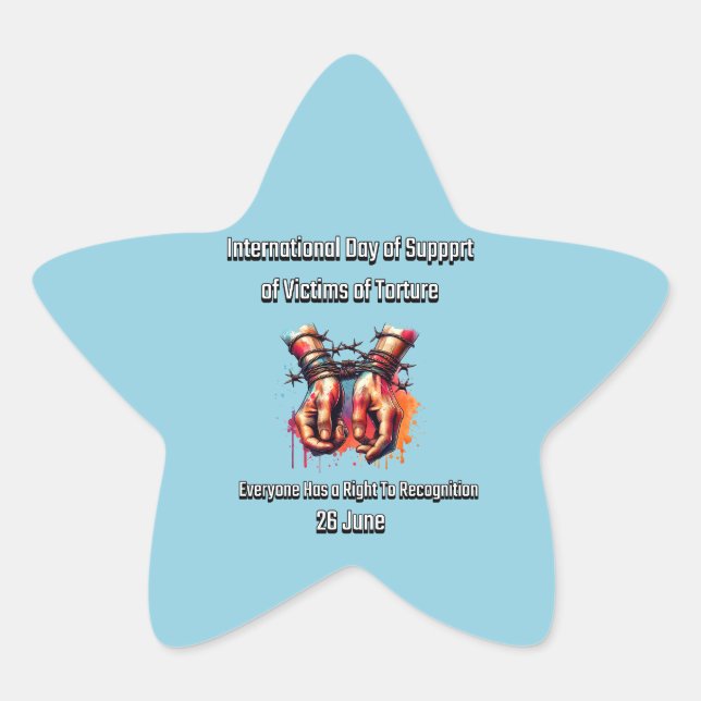 Adesivo Estrela Dia Internacional de Apoio às Vítimas da Tortura. (Frente)