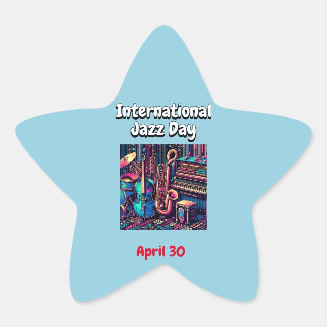 Adesivo Estrela Dia Internacional do Jazz 30 de abril (Frente)