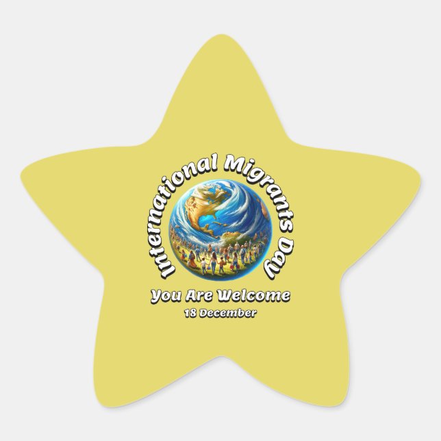 Adesivo Estrela Dia Internacional dos Migrantes. 18 de dezembro (Frente)