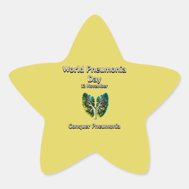 Adesivo Estrela Dia Mundial da Pneumonia. Conquiste a Pneumonia. (Frente)