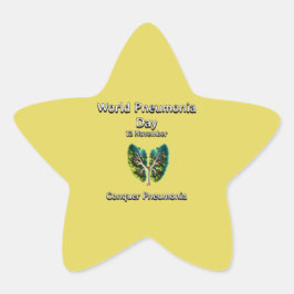 Adesivo Estrela Dia Mundial da Pneumonia. Conquiste a Pneumonia.