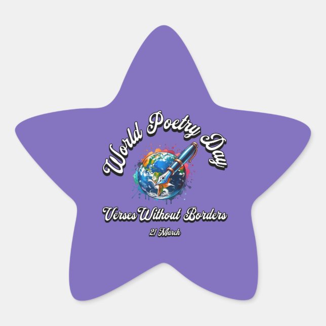 Adesivo Estrela Dia Mundial da Poesia. Versos sem Fronteiras (Frente)