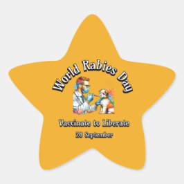 Adesivo Estrela Dia Mundial da Raiva. Vacinar para Liberar.