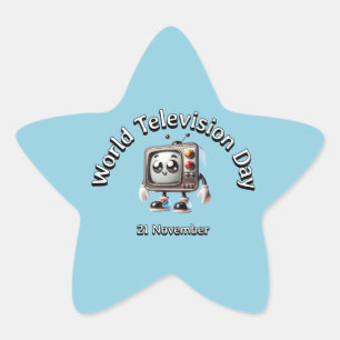 Adesivo Estrela Dia Mundial da Televisão. 21 de novembro