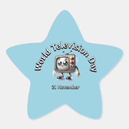 Adesivo Estrela Dia Mundial da Televisão. 21 de novembro