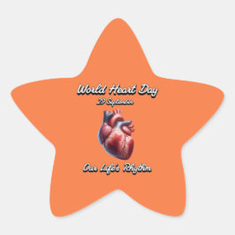 Adesivo Estrela Dia Mundial do Coração. O ritmo da nossa vida.