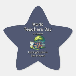 Adesivo Estrela Dia Mundial dos Professores. Ajudar Os Estudantes 