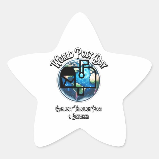 Adesivo Estrela Dia Mundial Poste. Conectar através do Posto (Frente)
