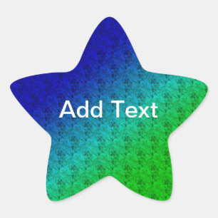 Adesivo Estrela Diag Gradient Floral Padrão Azul Verde