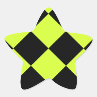 Adesivo Estrela Diag Marcado em preto grande e fluorescente amarel