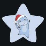 Adesivo Estrela Dino Christmas Dinos Winter Animal Star Sticker<br><div class="desc">O cachorro de dinossauro para o Natal com luzes de fadas. Animais engraçados com presentes e neve nas férias. Também é engraçado para o Natal em julho. Dinos são animais bonitos e perfeitos para o Natal.</div>