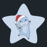 Adesivo Estrela Dino Christmas Dinos Winter Animal Star Sticker<br><div class="desc">O cachorro de dinossauro para o Natal com luzes de fadas. Animais engraçados com presentes e neve nas férias. Também é engraçado para o Natal em julho. Dinos são animais bonitos e perfeitos para o Natal.</div>