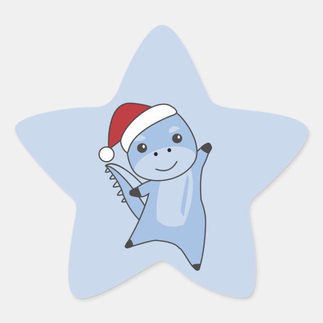 Adesivo Estrela Dino Christmas Dinos Winter Animal Star Sticker (Frente)