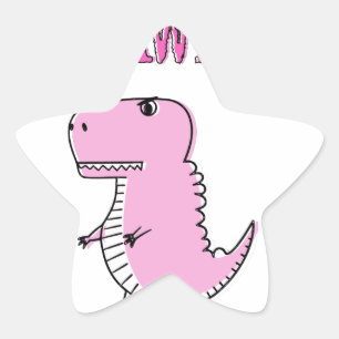 Adesivo Estrela Dinossauro T-Rex, Cartoon Rosa, Bonito E Irritado