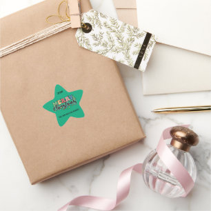 Adesivo Estrela Divertido, colorido Feliz Natal Família Personaliz