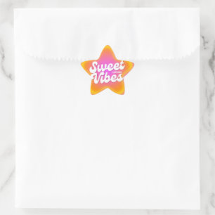 Adesivo Estrela Doce Vibração de Aniversário Selos Retro Laranja