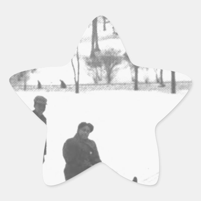 Adesivo Estrela Dois meninos puxando duas garotas em Sleds (Frente)