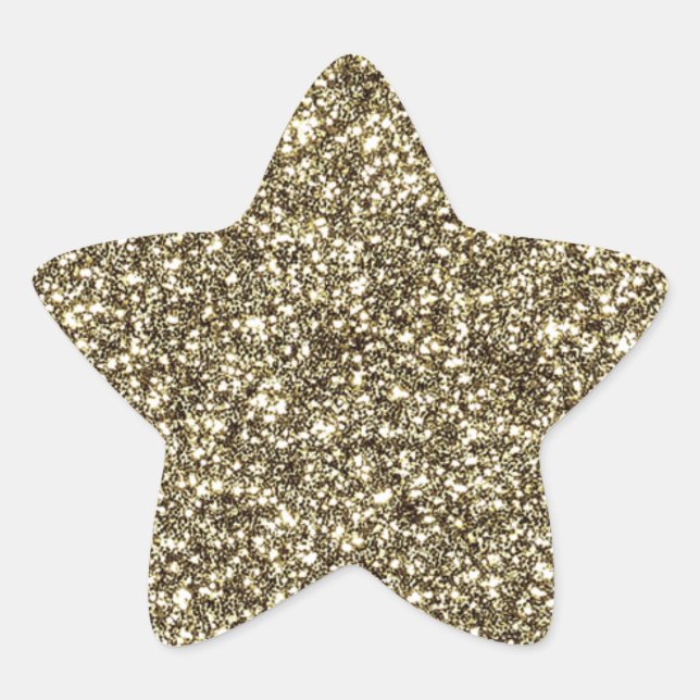 Adesivo Estrela Dourada Glitter Parece Elegante Vinheta de Natal (Frente)