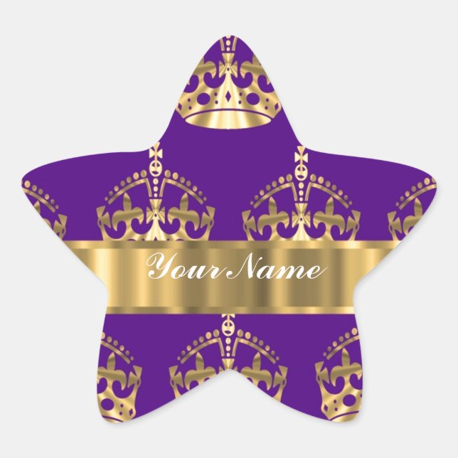 Adesivo Estrela Douradas coroas em roxo (Frente)