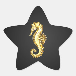 Adesivo Estrela Dourado Cavalo de Mar Poligonal