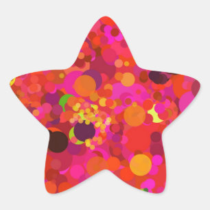 Adesivo Estrela Dourado Verde Vermelho e Pontos Rosa Abstrato de P