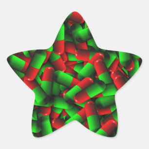 Adesivo Estrela drogas de pílulas verdes vermelhas