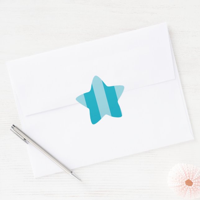Adesivo Estrela Duas Listras de Tons Azuis  (Envelope)