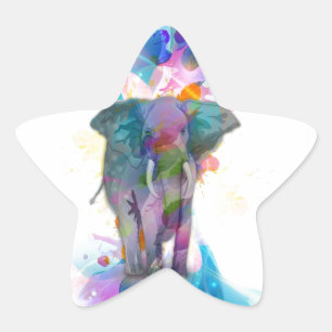 Adesivo Estrela elefante colorido bonito dos splatters dos