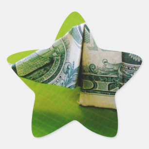 Adesivo Estrela Elefante do origami da nota de dólar no fundo