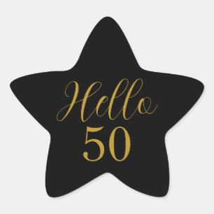 Adesivo Estrela Elegante 50º Aniversário Preto Dourado