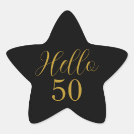 Adesivo Estrela Elegante Aniversário de 50 anos Preto Dourado
